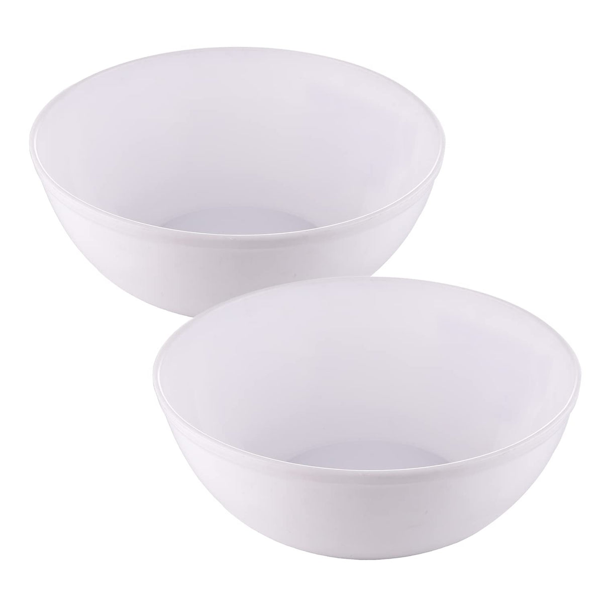 Kuber Industries Bowls|Plastic Dishwasher Safe Bowl|Serving Bowls|Bowls for Kitchen|Microwave Safe Bowls for Salad|Soup|Pasta|2000 ML|Pack of 2 (White)