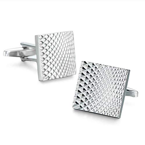 Yellow Chimes Cufflinks for Men and Boys Silver Cuff links | Formal Stainless Steel Silver Square Shape Cufflink | Birthday Gift for Men & Boys Anniversary Gift for Husband