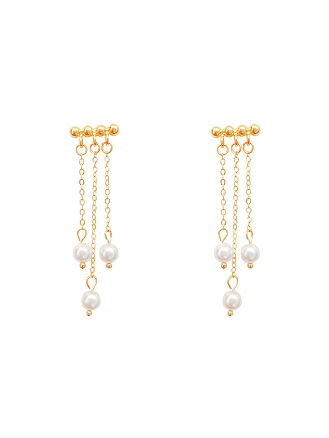 Yellow Chimes Earrings For Women Gold Tone Stud Pearl Hanging Back Drop Earrings For Women and Girls