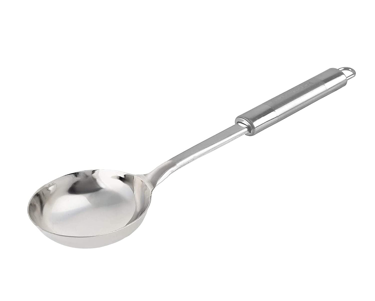 Kuber Industries Multiuses Serving & Cooking Stainless Steel Ladle (Silver), Standard