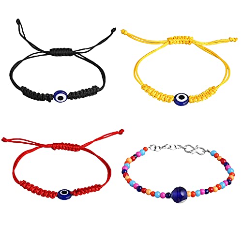Yellow Chimes Combo Evil Eye Multicolor Beads Stretchable Bracelets for Women and Girls Design 4