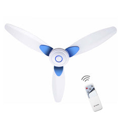 Candes Florence 1200 mm Energy Saving Decorative 3 Blade Ceiling Fan With Remote (Pack of 1) (White Blue)