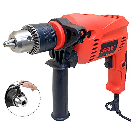 Cheston Impact Drill Machine 13mm Chuck with Reversible and Variable Speed Screwdriver and Hammer (Red) (CHD_13MM_IMPACT)