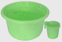 Kuber Industries 2 Pieces Plastic Bathroom Tub & Mug Set (Green)