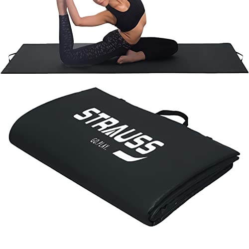 Strauss Yoga Mat Rolling | Yoga Mat For Gym, Workout at Home and Yoga | Foldable Yoga Mat | Yoga Mat for Men & Women with Carrying Strap | Yoga Mat for Meditation, Fitness & Exercise | 10 mm (Black)