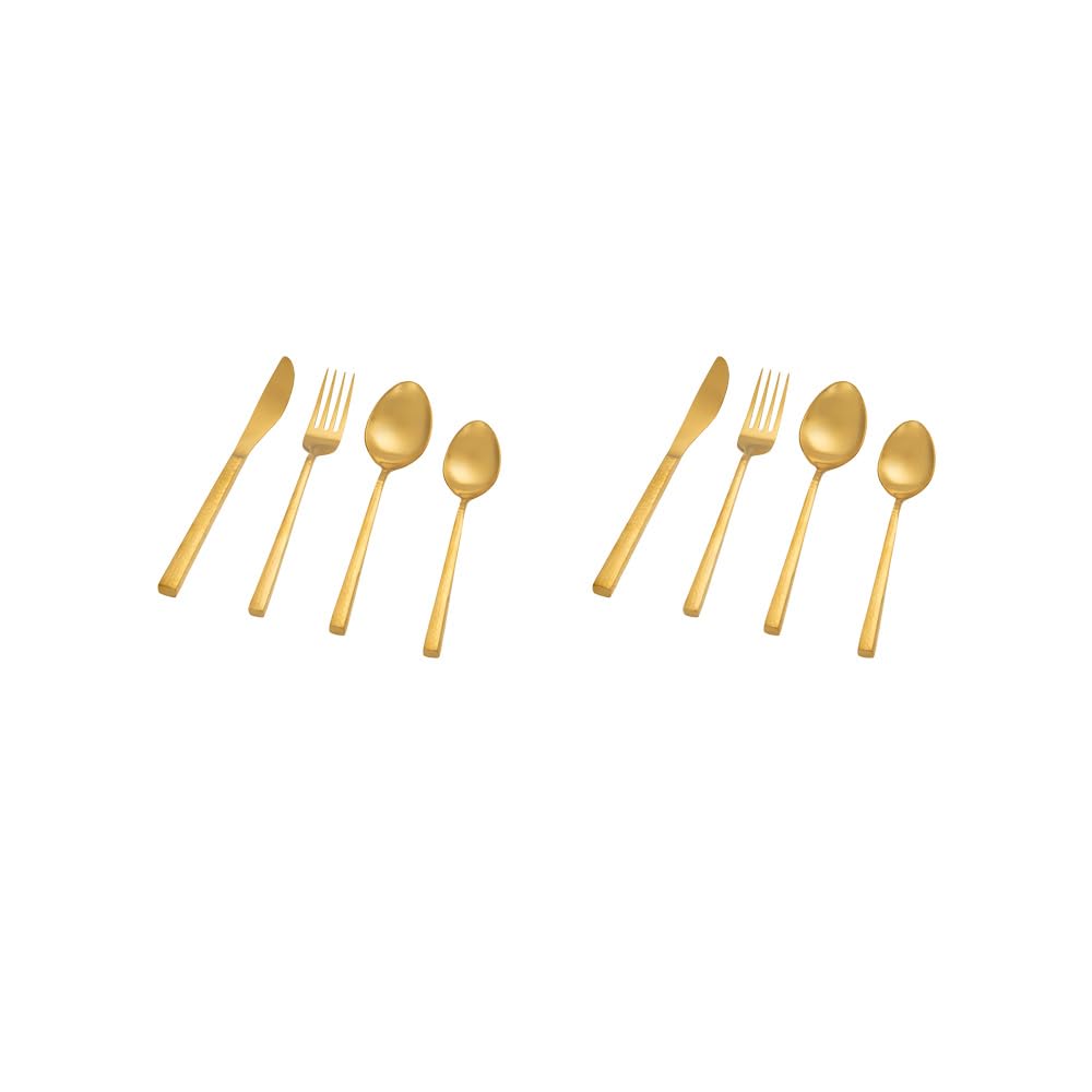 Ellementry Aurum Gold Hammered Cutlery Set of 4| Stainless Steel Set | Food Grade Silverware for Home & Kitchen | Dishwasher Safe | Cutlery Set for Dining Table | Spoon/Fork/Knife Set (Pack of 2)