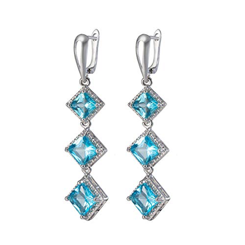 Yellow Chimes Elegant Latest Fashion Silver Plated Blue Crystal Drop Dangler Earrings for Women and Girls, Silver, Blue, Medium (Model Number: YCFJER-607CRLDRP-BL)