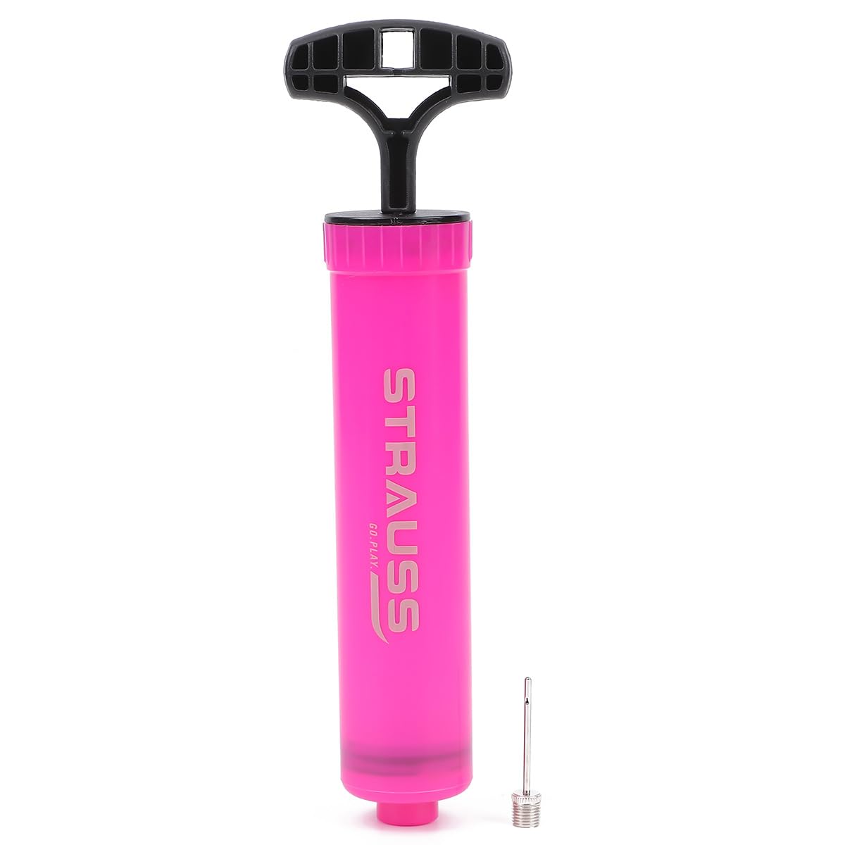 Strauss Hand Air Pump for Sports | Suitable for Football, Volleyball, Basketball, Rugby, Soccer Ball, Other Inflatable Balls | Air Inflator with Stainless Steel Pin (1 pcs), (Pink)