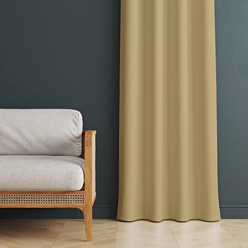 Kuber Industries Set of 2 100% Darkening Black Out Curtain I 5 Feet Window Curtain I Insulated Heavy Polyester Solid Curtain|Drapes with 8 Eyelet for Home & Office (Gold)