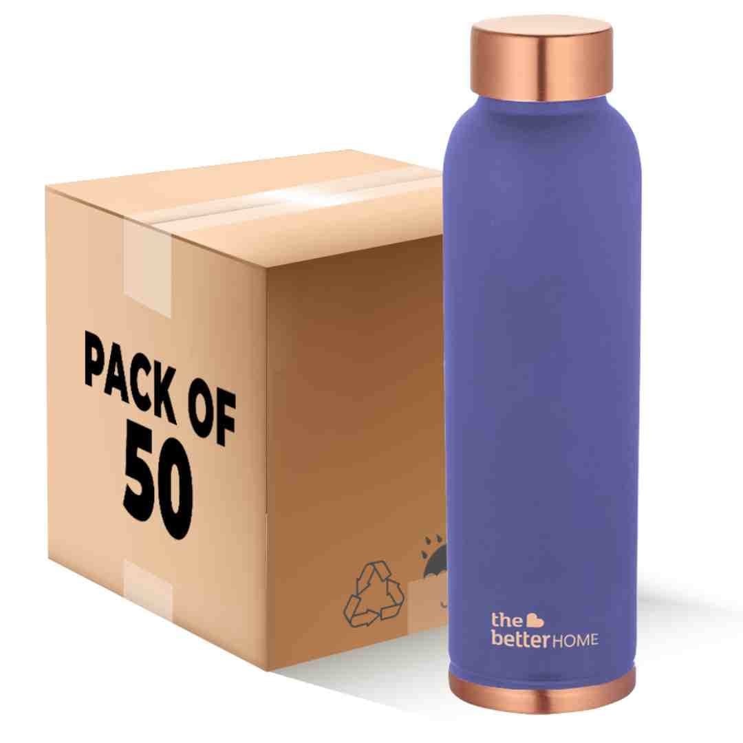 The Better Home Copper Water Bottle 1 Litre(50Pcs) | BPA Free Leak Proof Bottle for School Kids | Non Plastic Bottles for Office 1+ Litre Capacity | Water Bottal | Dr Copper Water Bottle -Purple