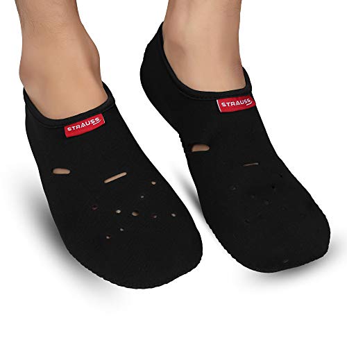STRAUSS Yoga Shoes | Anti Bacterial and Anti-Skid Yoga Shoes | Suitable for Daily Use | Ideal for Pilates, Pure Barre, Ballet, Dance and Barefoot Workout | Size: Large, (Black)