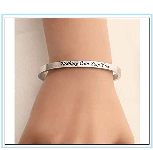 Yellow Chimes Kada Bracelet for Women Nothing Can Stop You (Unisex) Inspirational Gifts Message Engraved Karma Band Bracelet Bangle Stainless Steel for Women and Men