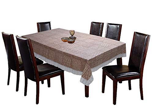 Kuber Industries Checkered Design PVC 6 Seater Dining Table Cover (Brown, Standard)- CTKTC030305