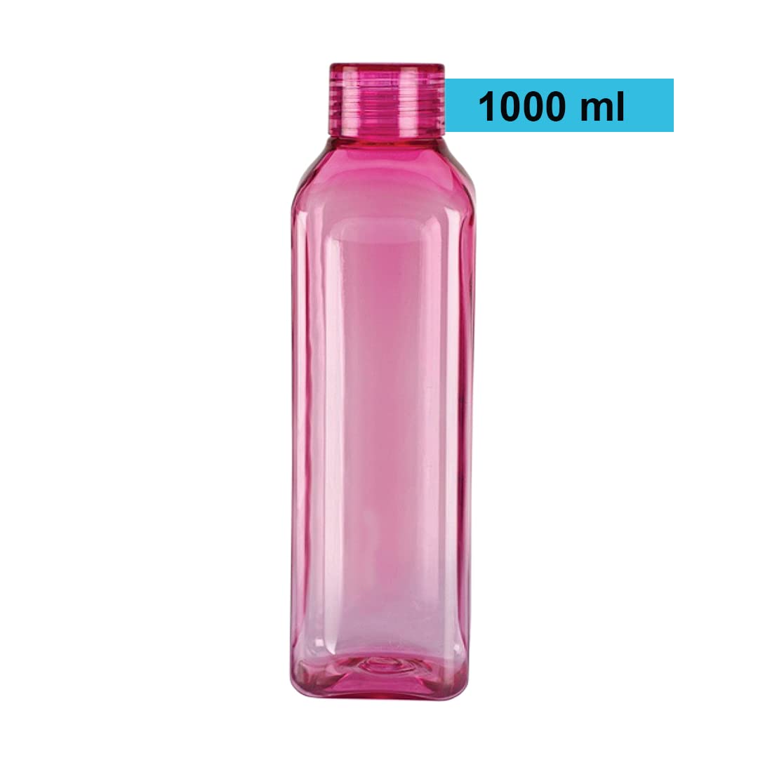Kuber Industries Square BPA Free Plastic Water Bottles | Unbreakable, Leak Proof, 100% Food Grade Plastic | For Kids & Adults | Refrigerator Plastic Bottle Set of 6 | Multicolours 
