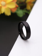 Yellow Chimes Rings for Women Stainless Steel Black Band Style Ring for Women and Girls