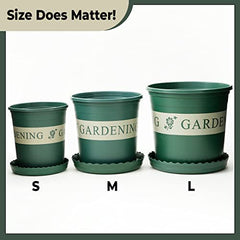 Kuber Industries Plastic Plant Pot|Indoor & Outdoor Plant Pot with Tray|Durable & Lightweight|Water Drainage Holes|Plastic Flower Pot for Patio, Garden, Home, & Office|JL-1617|Mini|Green