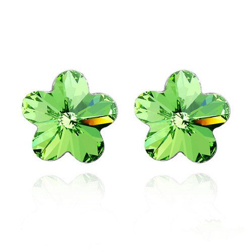 Yellow Chimes Crystals from Swarovski Platinum Plated Flower Crystal Earrings for Women and Girls (Peridot)