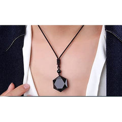 Yellow Chimes Pendant for Women Black Men Pendant Black Crystal Diamond with Adjustable Leather Rope Pendants for Men and Womens.