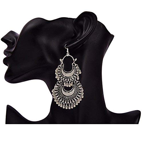 Afghan Big Fan Shaped Vintage Gold Beads Statement Earrings for Women  Indian Statement Jhumka Jewelry Egypt Bridal Party Gift