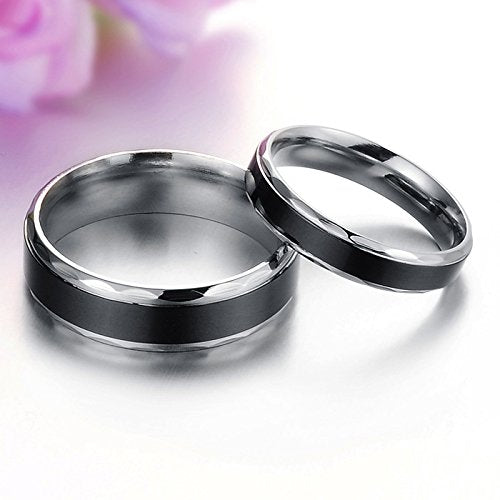 Cheap 2PCS Men Women Ring Simple Fashion Black White Pair Ring Combination  Love Heart Couple Ring | Joom