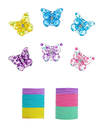 Yellow Chimes Hair Clutchers Rubber Band Set for Women 6 Pcs Hair Claws Rubber Bands for Girls Hair Clips Hair Accessories for Girls Kids and Women.