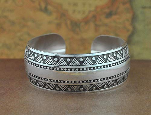 Yellow Chimes Vintage Retro Tribal Tibetan Oxidized Silver Carved Gypsy Ethnic Carved Wide Cuff Bangles Bracelets for Women and Girl's