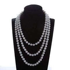 Yellow Chimes Latest Fashion Pearl Multilayer Long Necklace for Women & Girls (Grey)