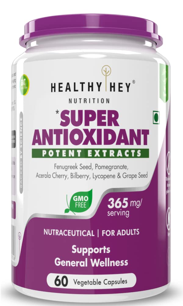 HealthyHey Nutrition Super Antioxidant Potent Extracts - 365 mg/serving - 60 Vegetable Capsules