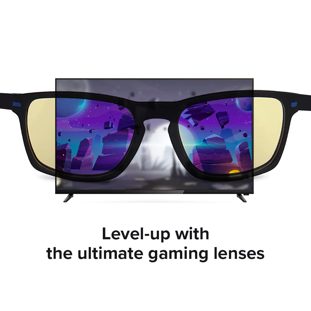 Intellilens Blue Cut Gaming Glasses | Computer Glasses for Eye Protection | Zero Power, Anti Glare & Blue Light Filter Glasses | UV Protection Specs for Men & Women (56-17-140)