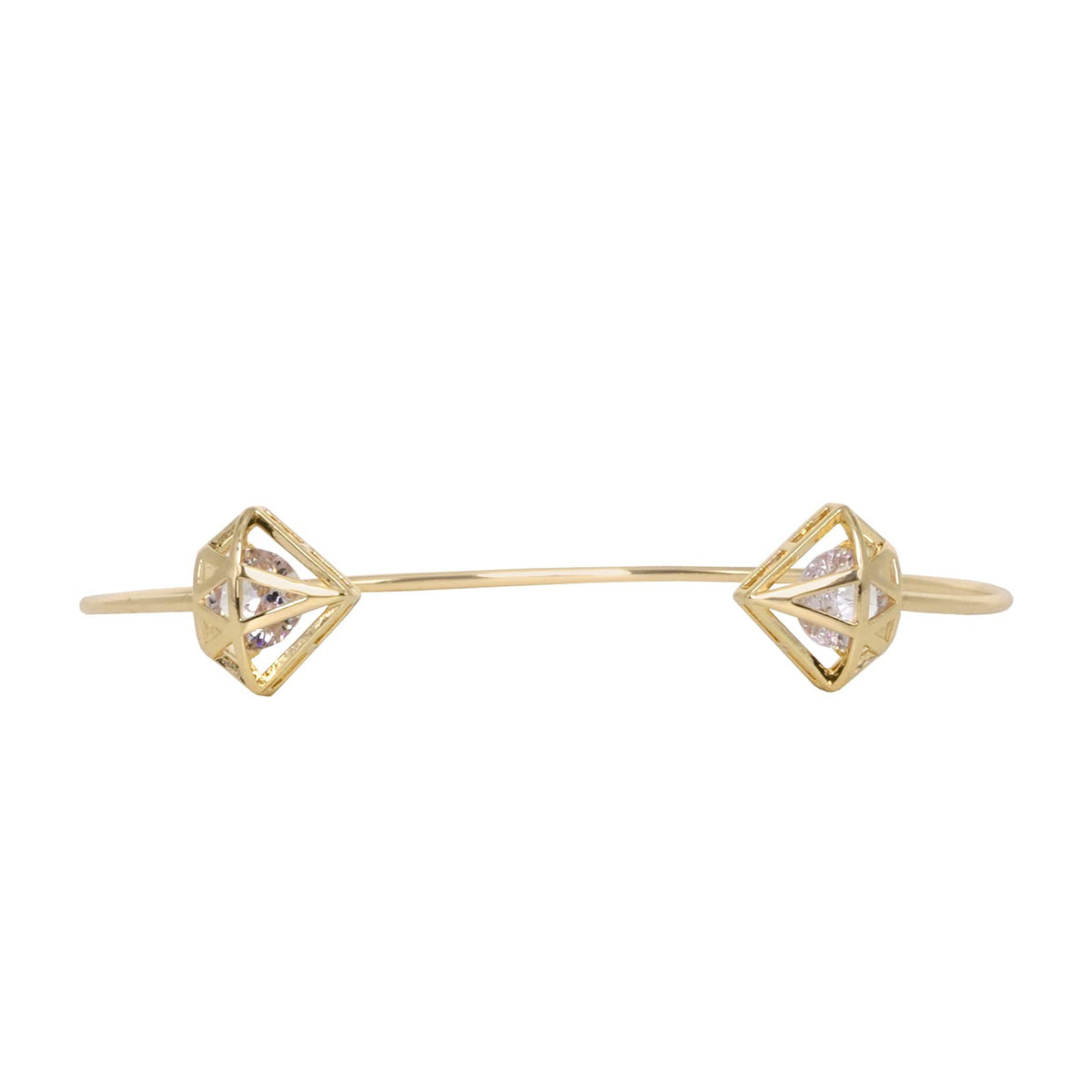 Gem Shaped Gold Open Cuff