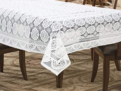 Kuber Industries 6 Seater Dining Table Cover|Circle Design & Cotton Material|Heat Resistant, Size 228 x 152 CM (White) - CTKTC22312