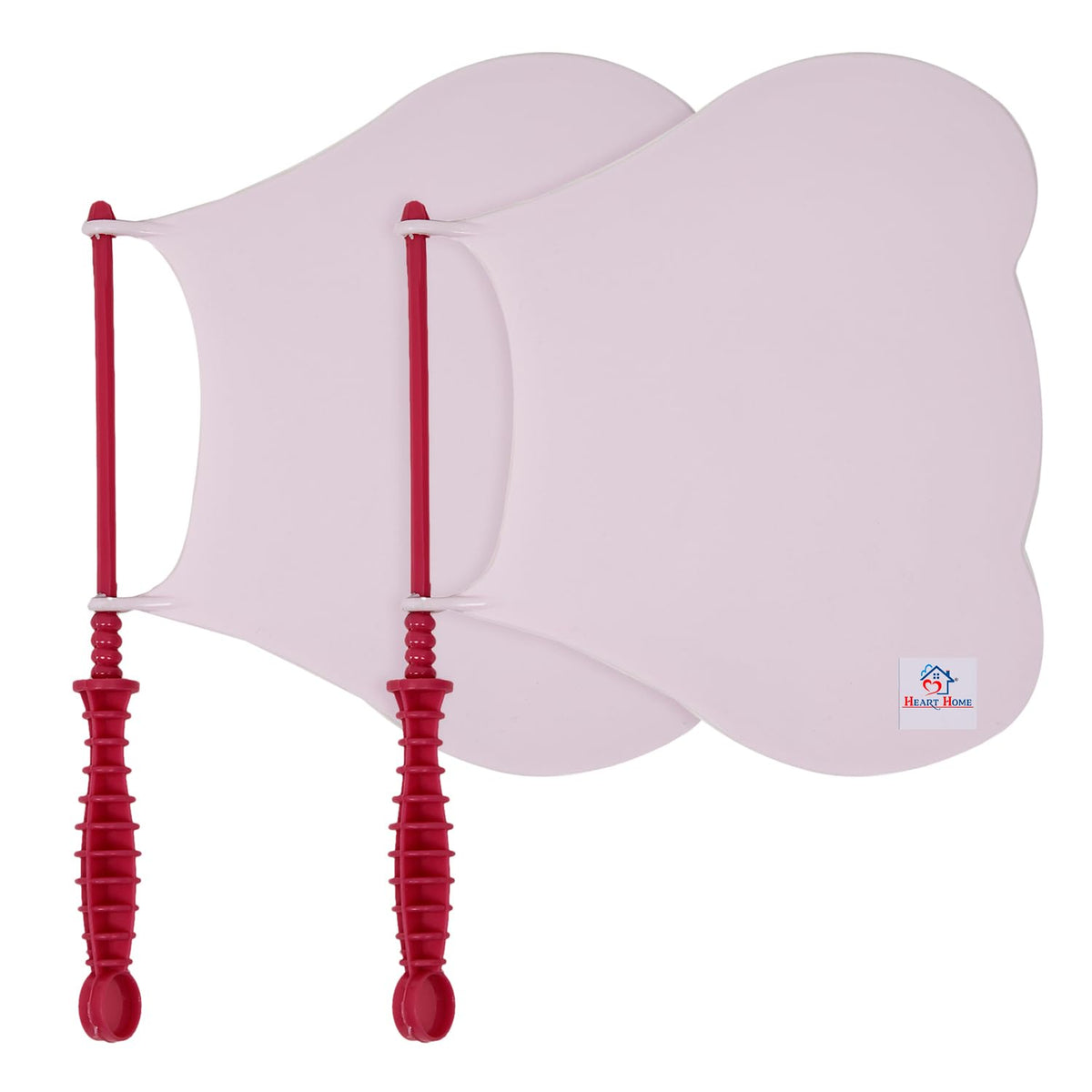 Heart Home Hand Fan | Plastic Hath Pankha | Hand Fan for Summer | Beejna for Natural Air | Caty Fan | Useful for Travel | Hand Fan for Cool Air | Pack of 2 | Pink
