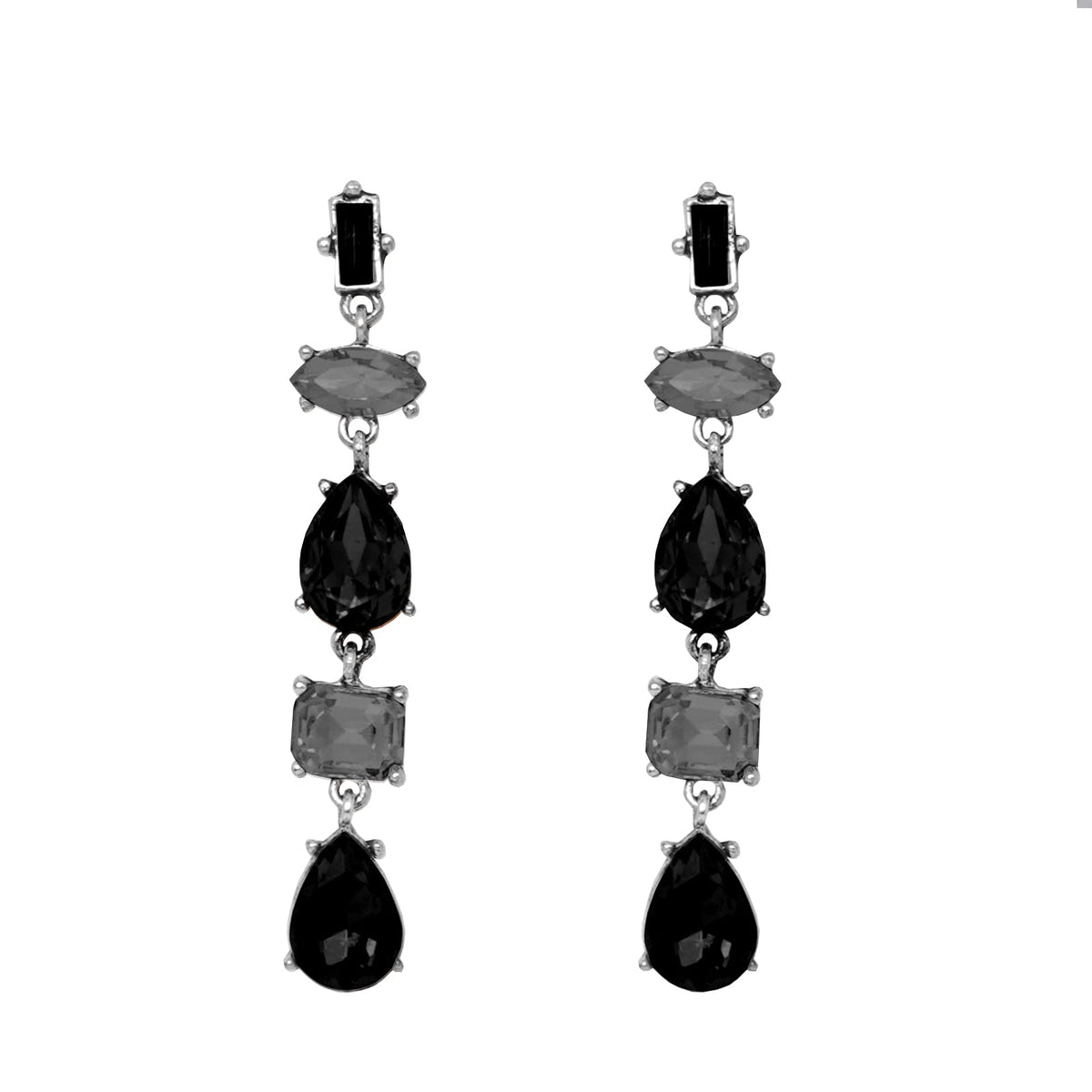 Joker & Witch Lucent Black Crystal Drop Earrings for Women