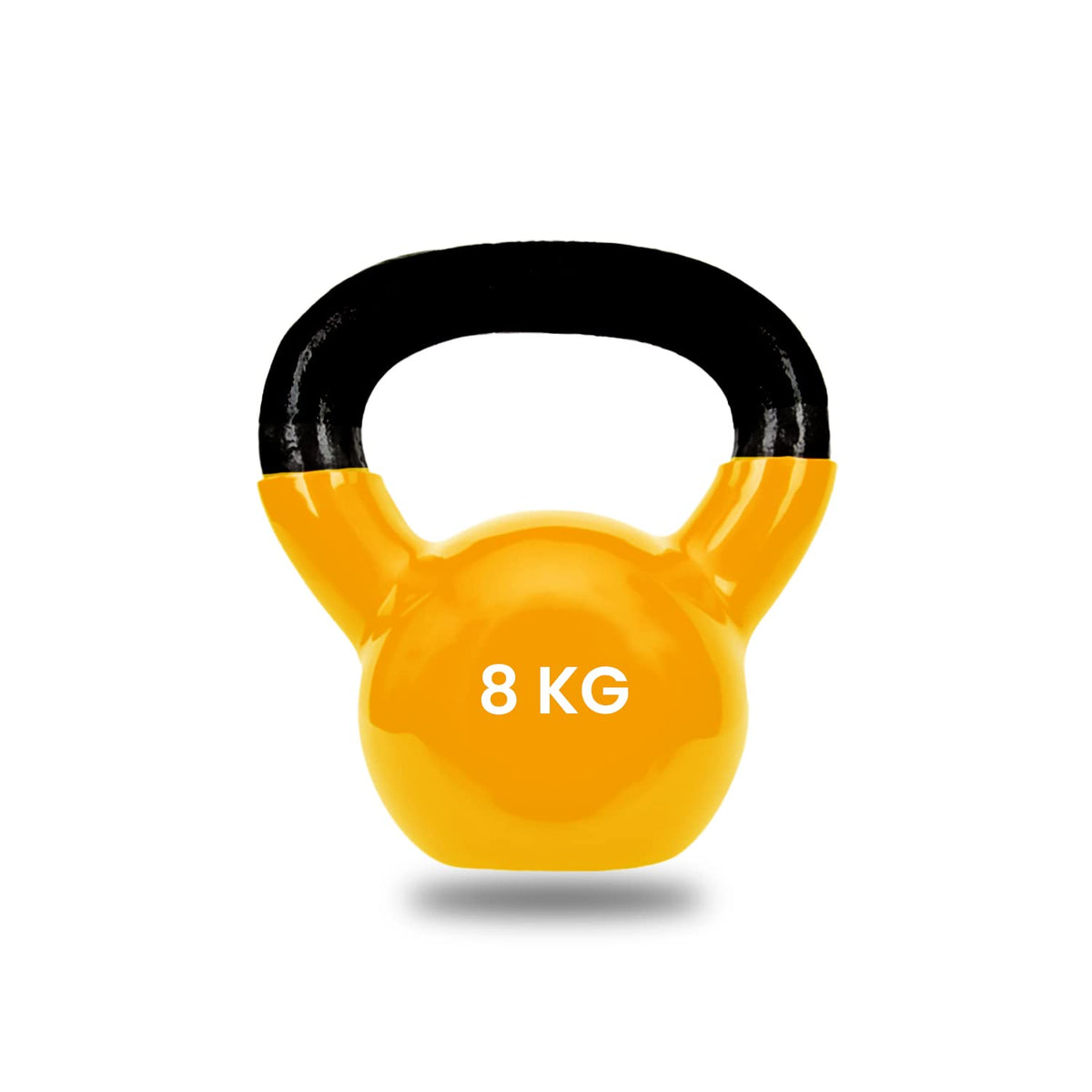 Strauss Premium Vinyl Kettlebell Weight for Men & Women | 8 Kg | Ideal for Home Workout, Yoga, Pilates, Gym Exercises | Non-Slip, Easy to Hold, Scratch Resistant (Yellow)