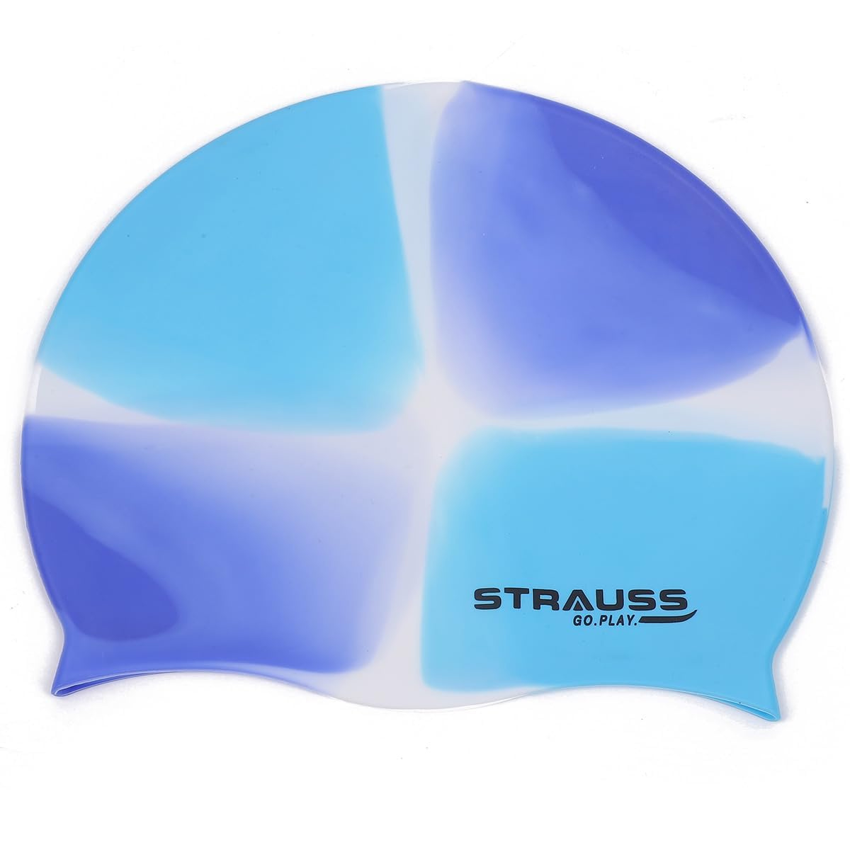 Strauss Latest Designed Swimming Cap | Keeps Hair Clean with Ear Protector | Suitable for Long and Short Hair | Swimming Head Cap with Breathable Fabric | Swim Cap for Adult,(Multicolor Blue)