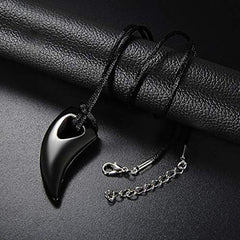 Yellow Chimes Stainless Steel Wolf Tooth Black Leather Rope Pendant for Men and Boys, Medium (YCFJPD-SSWOLF-BK)