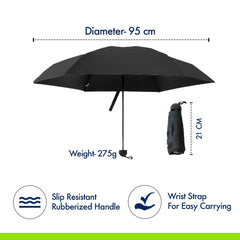 ABSORBIA 5X Folding Umbrella Black and 3X Folding Umbrella Black(Pack of 2), For Rain & Sun Protection and also windproof | Double Layer Folding Portable Umbrella with Cover | Easy to Travel