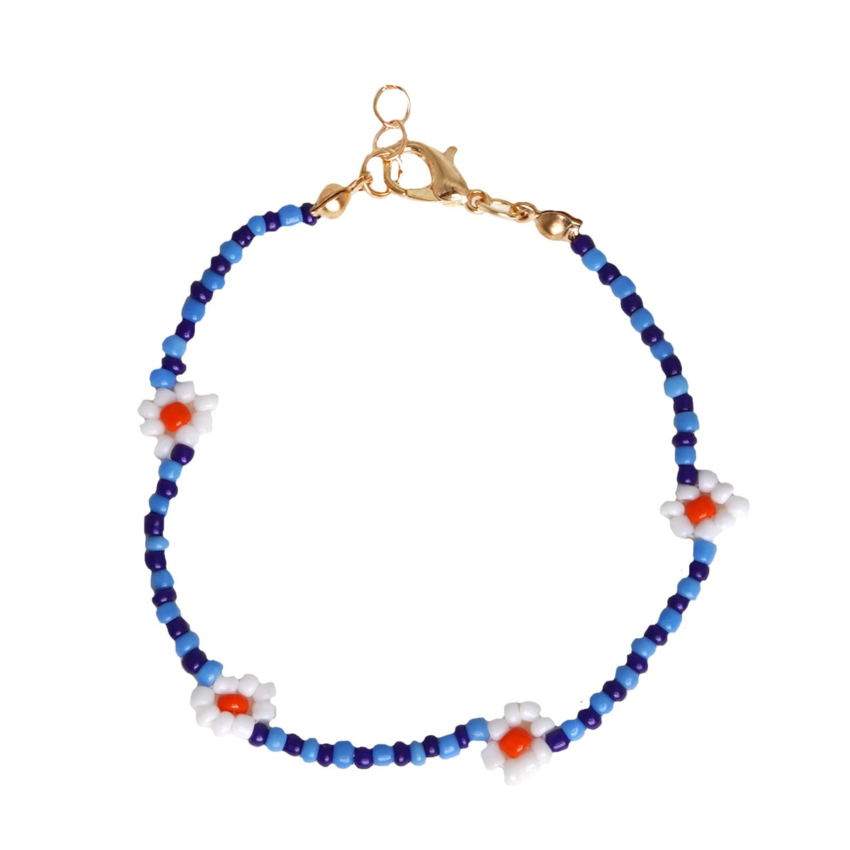 Joker & Witch Daisy Bloom Blue Beaded Bracelet for Women