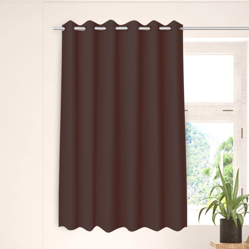 Heart Home Polyester Decorative 5 Feet Window Curtain Darkening Blackout | Drapes Curtain With 8 Eyelet For Home & Office (Coffee)