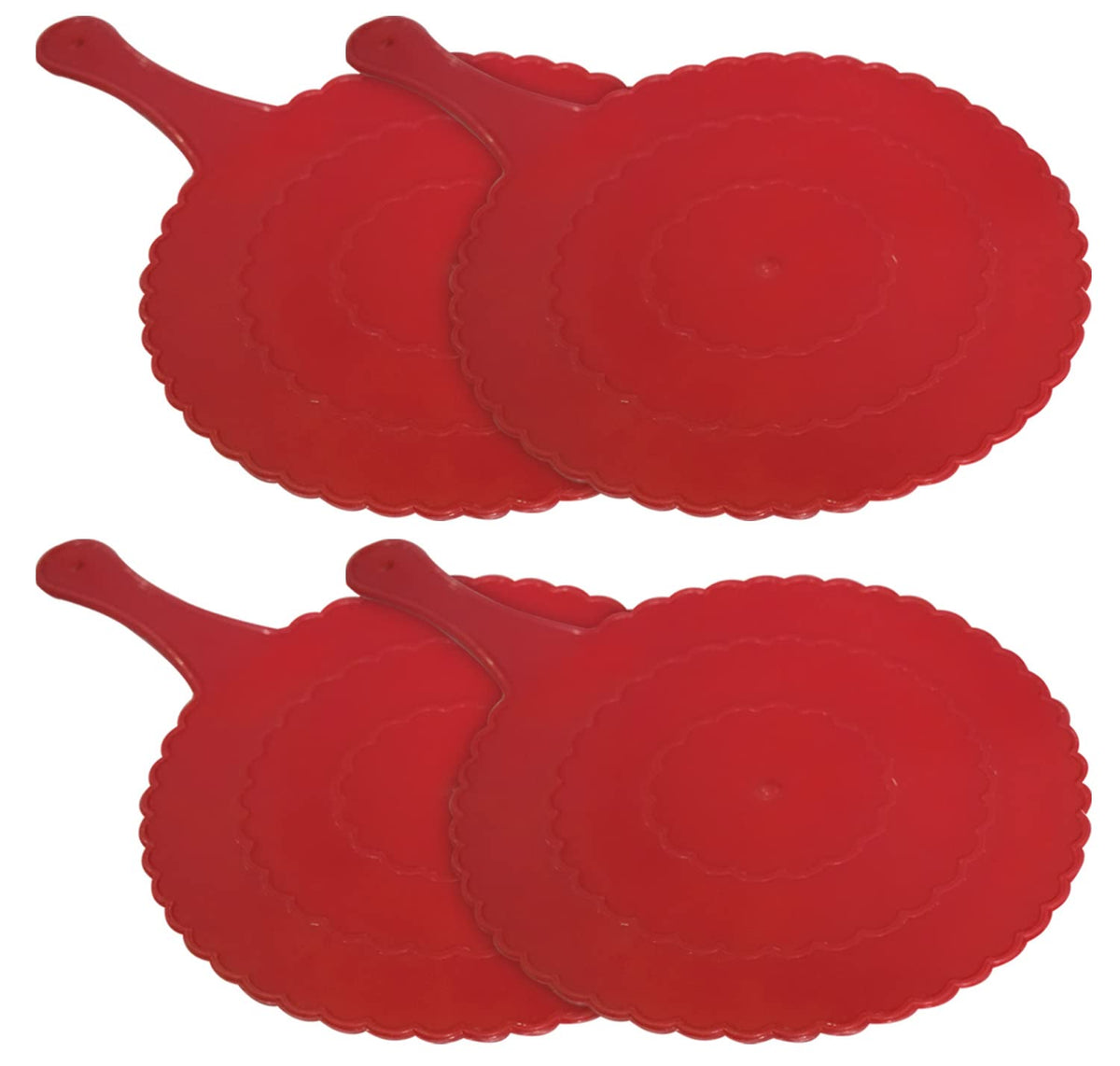 Kuber Industries Plastic Lightweight Handfan|Hath Pankha|Beejna for Natural Cooling Air Home Decor and Travel Useful, Pack of 4 (Red)