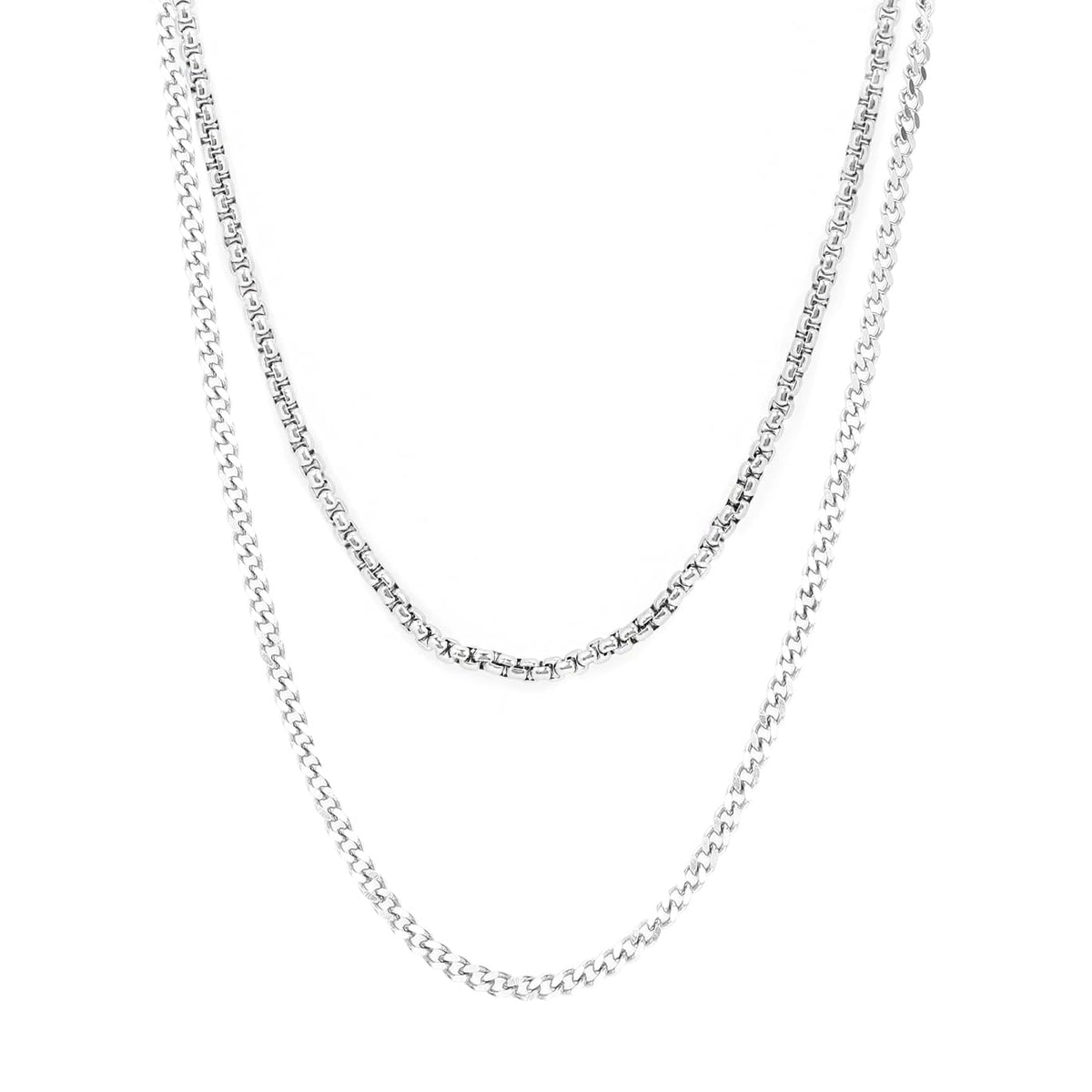 Yellow Chimes Chain for Men and Boys Silver Chain Neck Chain for Men | 2 Pcs Combo of Stainless Steel Chains for Men | Birthday Gift for Men and Boys Anniversary Gift for Husband