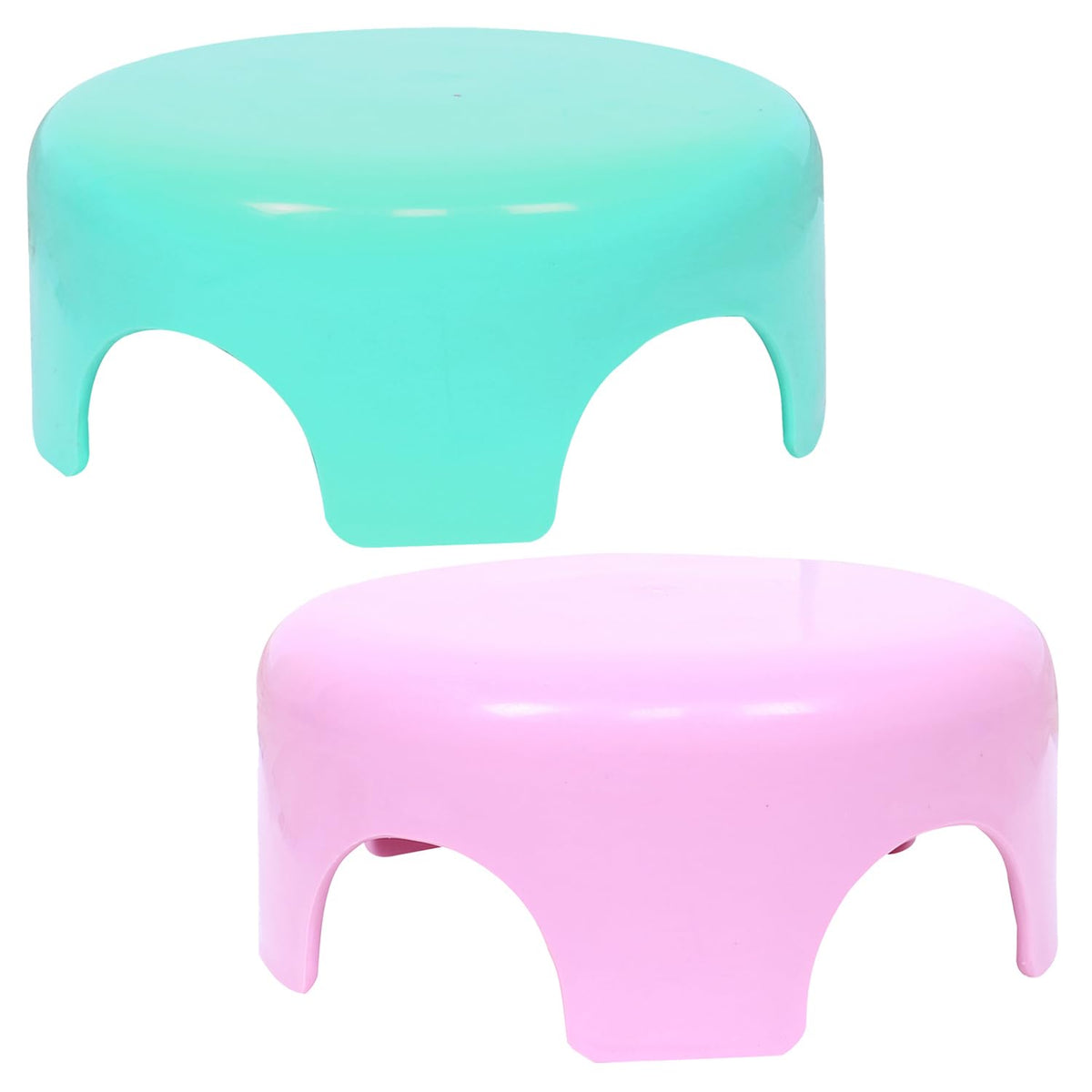Heart Home Bathroom Stool | Plastic Bathroom Stool for Bathing | Bathroom Stool for Senior Citizen | Patla for Toilet | Sumo Stool | Pack of 2 | Multicolor