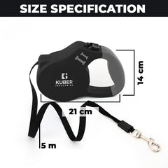 Homestic Retractable Dog Leash|One Button Break with Safety Lock|Automatic & Non-Slip Handle|Soft Padded Handle for Comfortable Grip|Pet Training & Walking Accessory|Black