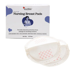 andMe Disposable Breast Pads For Feeding Mothers - 42 pieces | Premium Ultra Thin Breathable Fabric | Soft Inner Lining For Enhanced Comfort | Invisible Fit | Super Absorbent | Waterproof with Overnight Leak Protection
