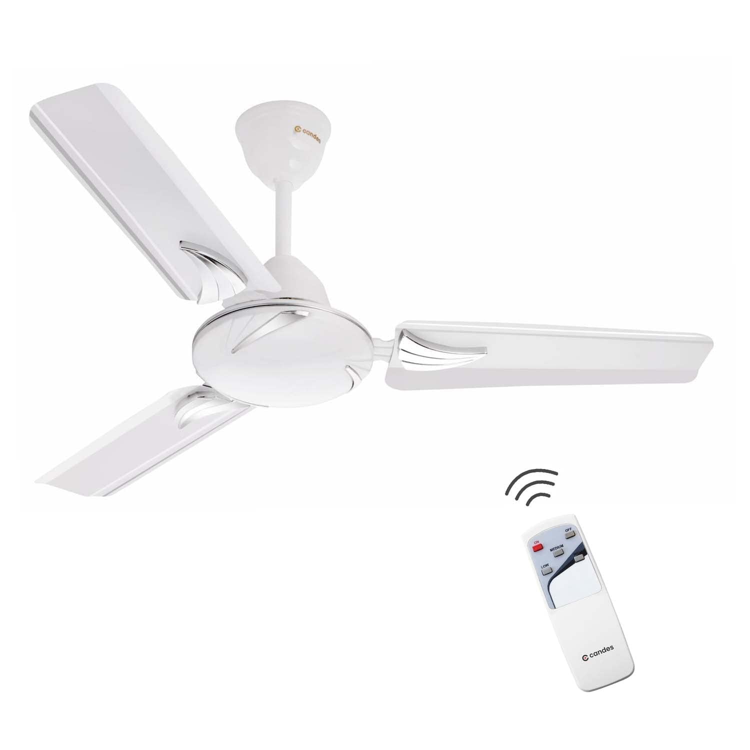 Candes Arena 900 mm Anti Dust Decorative 3 Blade Ceiling Fan With Remote (Pack of 1) (White)