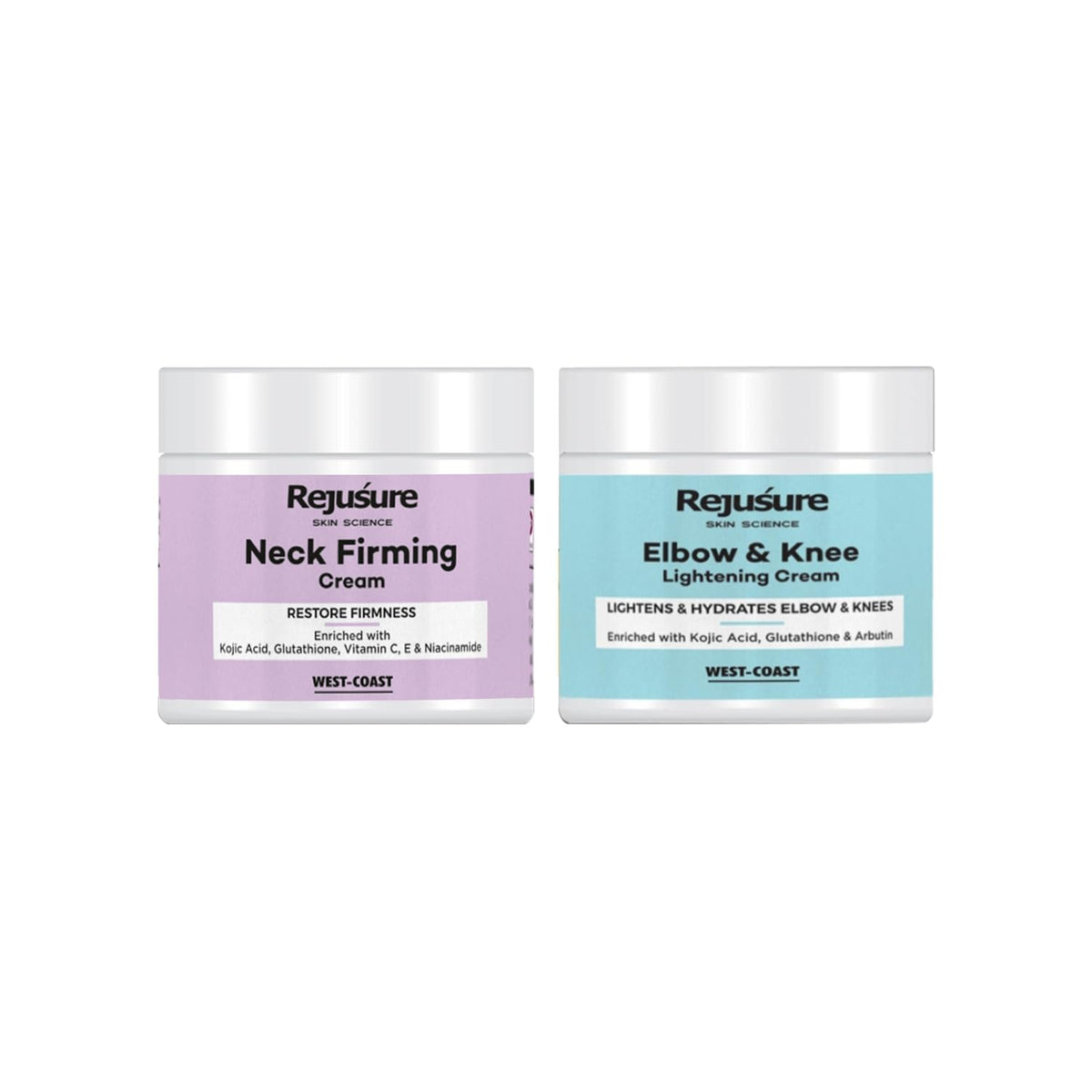 Rejusure Neck Firming Cream (50gm) & Elbow & Knee Lightening Cream (50gm) - For Dark, Rough, Scaly Neck, Knees and Elbows