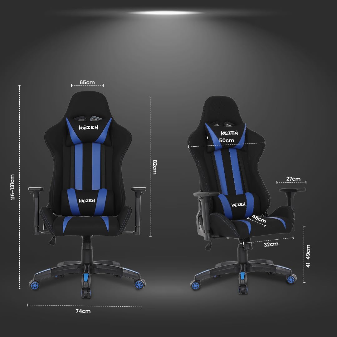 INTERCEPTOR Gaming Chair Ergonomic Design with Premium Fabric, Adjustable  Neck & Lumbar Pillow, 3D Adjustable Armrests, Mesh Fabric - Black