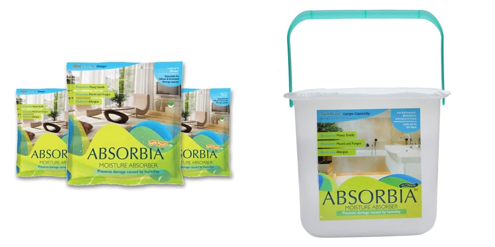 Absorbia Moisture Absorber Ultimate 2000 gms and Absorbia Refill Pouch for Reusable Box- Pack of 3