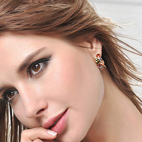 Yellow Chimes Clip on Earrings for Women Multicolors Flowerets Vine Swiss CZ 18K Gold Plated Crystal Clip On Earrings for Women and Girls