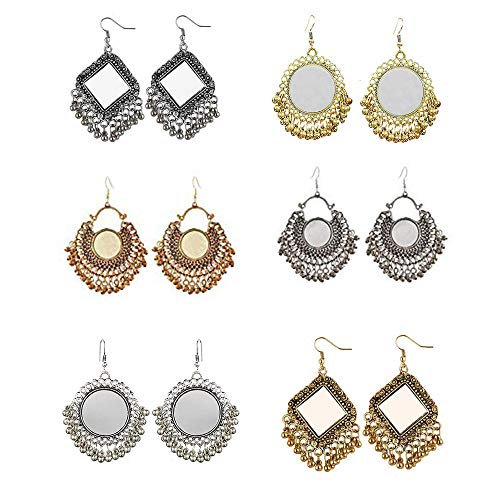 Yellow Chimes Combos Lively Colors Golden Silver Oxidised Traditional Stud ChandBali Jhumka Earrings for Women and Girls Golden Silver Jhumka Earrings